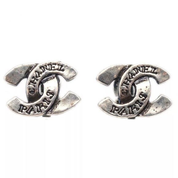 Chanel CC Earrings Clip-On Silver 99A - Picture 1 of 4